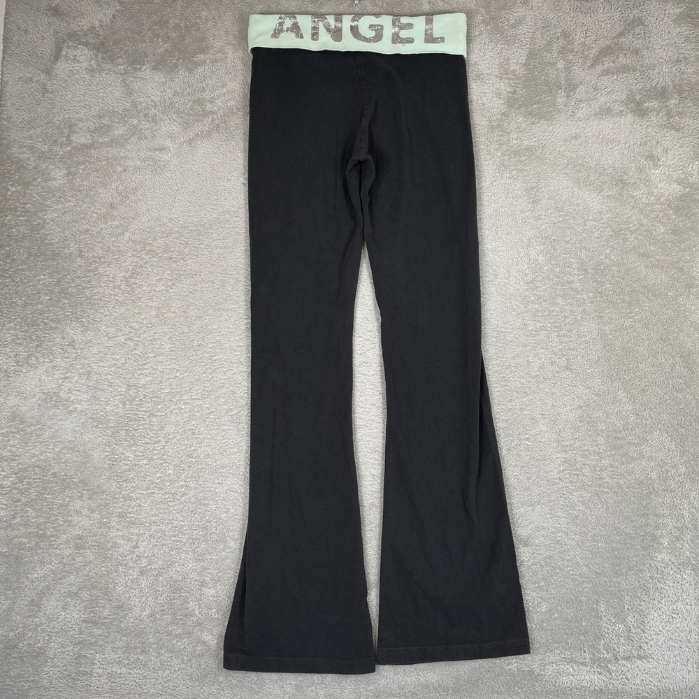 Victorias Secret‎ Yoga Pants Womens Medium Long Black Flare Angel Foldover Y2K